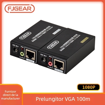 Extensor VGA prin RJ45, transmisie audio/video până la 100 m, pereche de amplificatoare (FJ-VGA100)