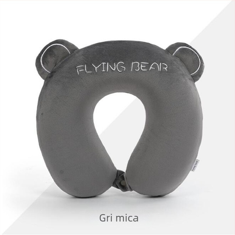 Pernă cervicală în formă de U din spumă cu memorie, cu husă din catifea Crystal Velvet, pentru copii, călătorii și birou, stil Cartoon