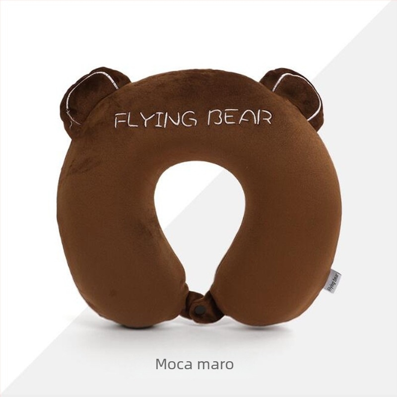 Pernă cervicală în formă de U din spumă cu memorie, cu husă din catifea Crystal Velvet, pentru copii, călătorii și birou, stil Cartoon