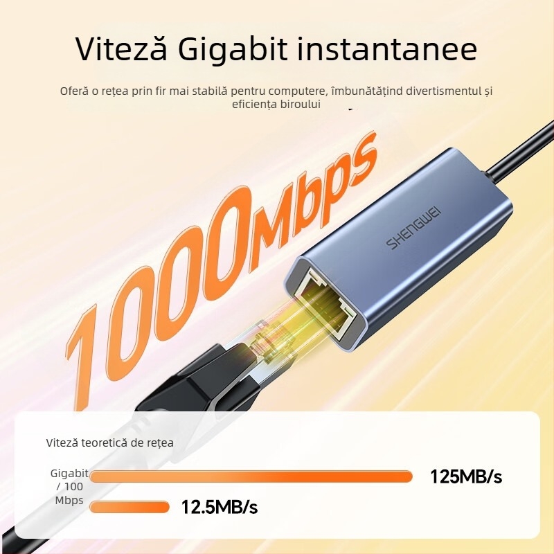 Win as USB 3.0 Gigabit cardă de rețea cablată către RJ45 hub converter – adaptor extern pentru laptop