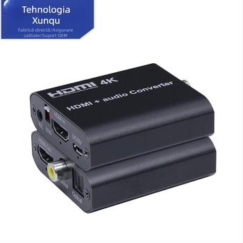 HDMI Audio Extractor și Switch XQ-0046, 4K, sunet 5.1, ieșire digitală optică/coaxială, ieșire analogică 3,5 mm