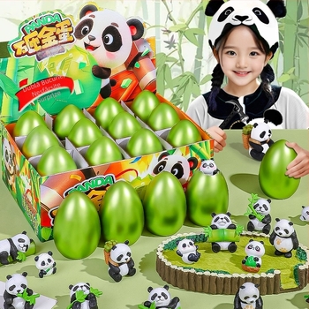 Xin dong Panda Blind Box – Jucărie panda interactivă, din plastic, cu ou de aur surpriză, Dezvoltare educațională, Joc părinți-copii, pentru copii 7–14