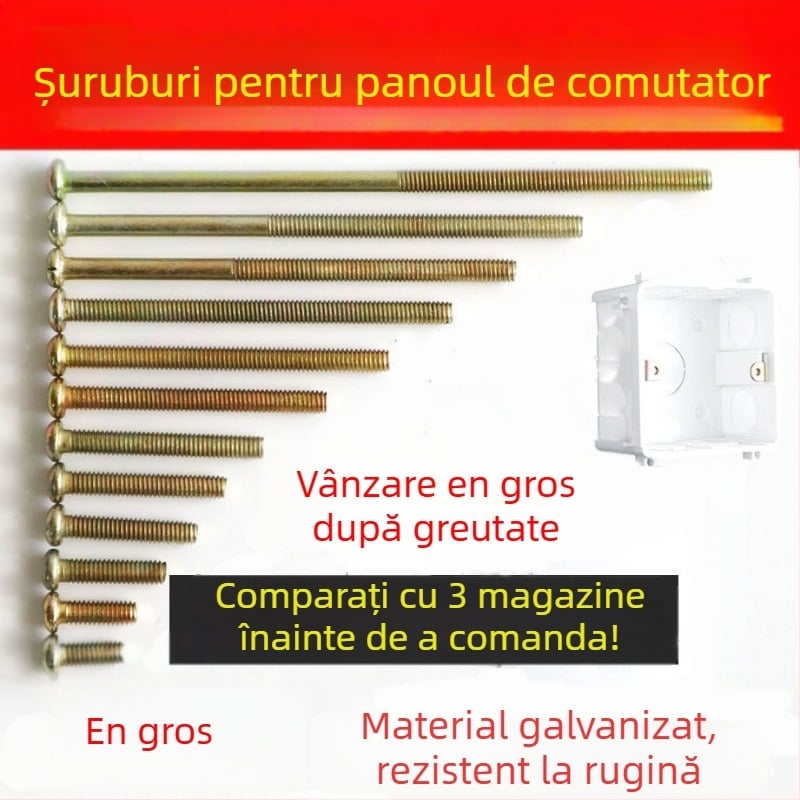 Panou prelungit pentru întrerupător/priză pentru cutie universală de cabluri – șuruburi M4 compatibile, oțel Q235 galvanizat, standard GB5783-86, performanță 4.8