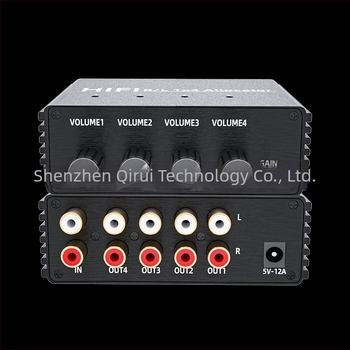 Distribuitor audio 1 intrare 4 ieșiri, redare în sincron, control independent al volumului, audio partajat între mai multe amplificatoare