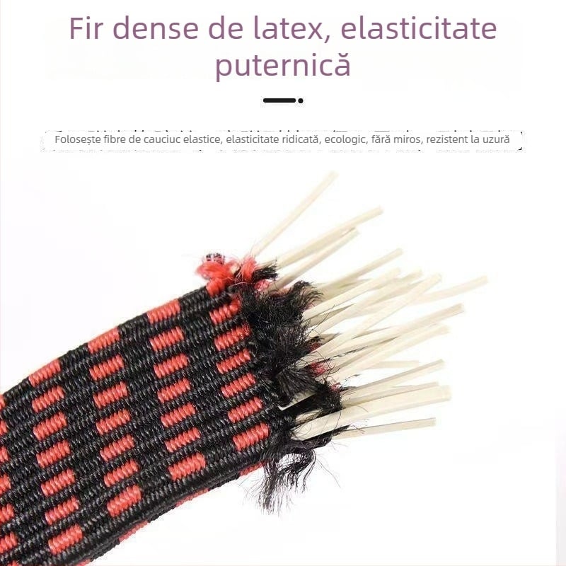 Bandă elastică de prindere cu cârlige pentru bagaje și suport de motocicletă, nucleu din latex + polipropilenă, utilizare în aer liber, reglabilă.