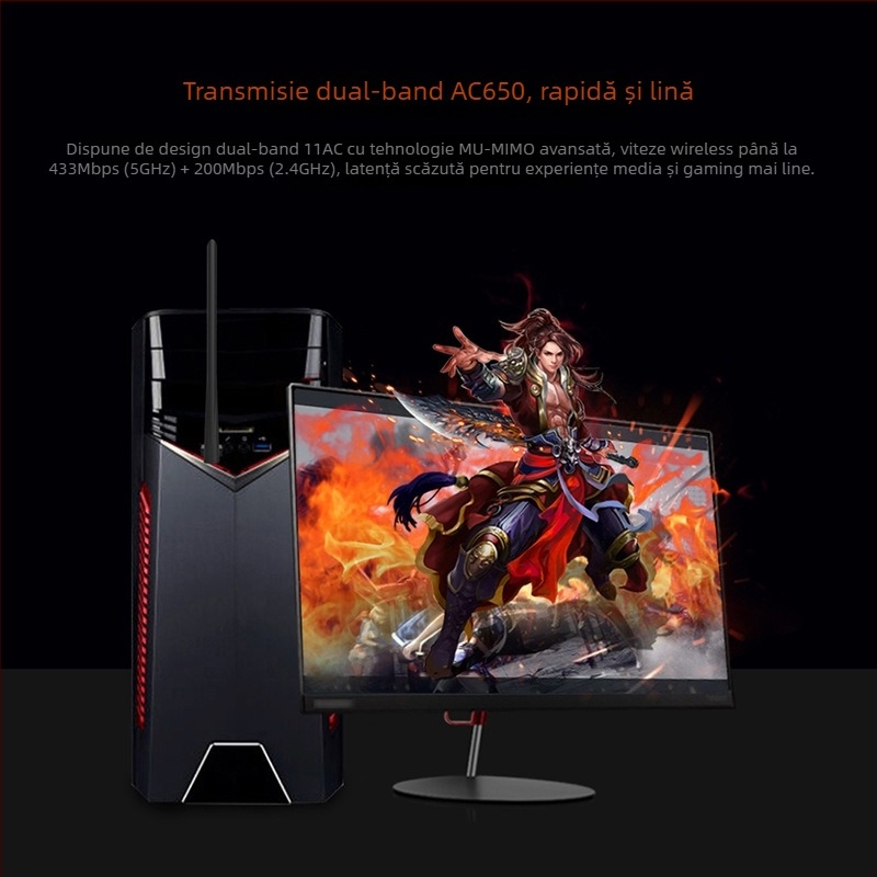 Tengda U10 adaptor USB wireless – 650 Mbps dual-band 2.4/5 GHz, IEEE 802.11 b/g/n, interfață USB