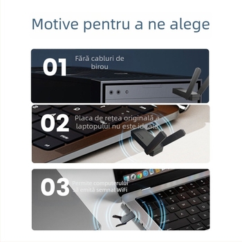 Card WiFi wireless USB 3.0 1800Mbps pentru desktop și laptop – Plug and Play, interfață USB, 802.11b/g/n