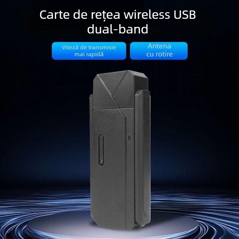 Card WiFi wireless USB 3.0 1800Mbps pentru desktop și laptop – Plug and Play, interfață USB, 802.11b/g/n