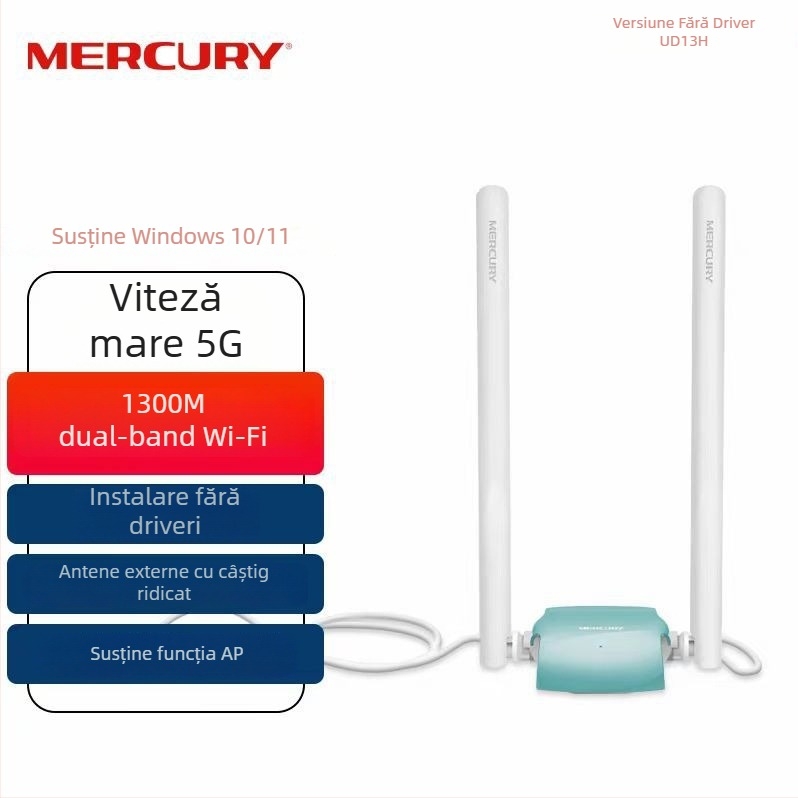 Mercury Ud13H adaptor USB rețea wireless Gigabit (Dual-Band, Fără driver, 10/100/1000 Mbps)