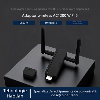 Cardă de rețea USB dual-band – 1200 Mbps, 2.4/5 GHz, interfață USB, IEEE 802.11b/g/n, fără drivere pentru Windows 10/11 (modelul 5661R)