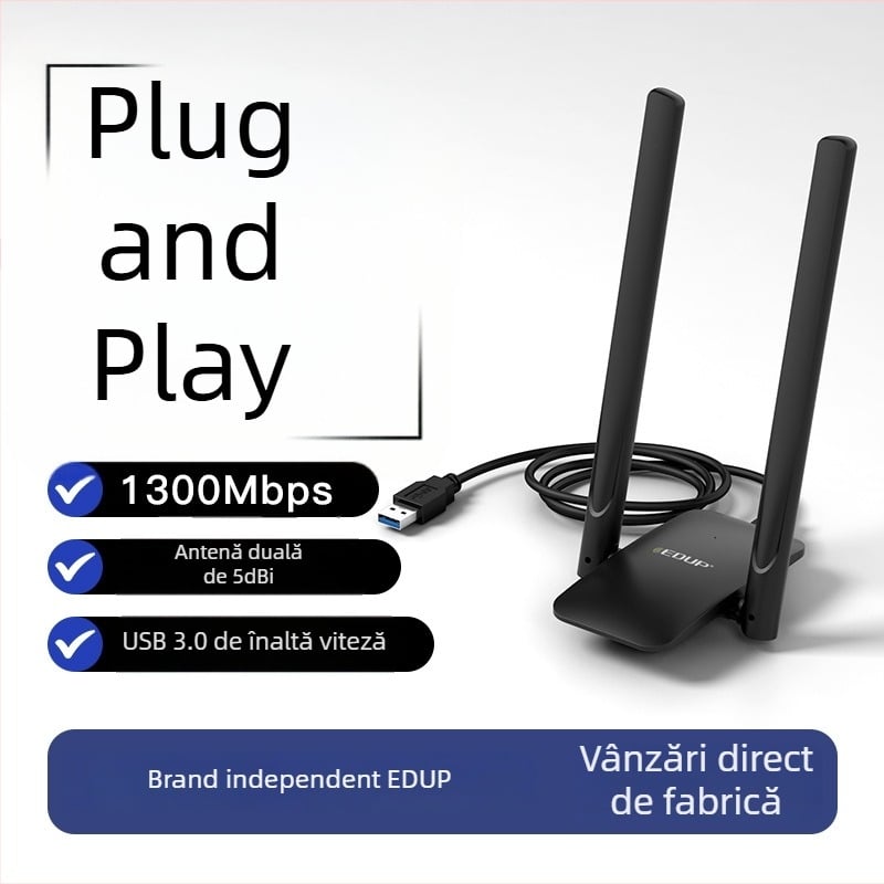 EDUP EP-AC1691 adaptor USB WiFi, dual-band 2,4/5 GHz, 1200 Mbps, IEEE 802.11b/g/n