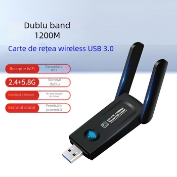 Carte USB de rețea wireless dual-band, 1300 Mbps, 2,4/5 GHz, IEEE 802.11b/g/n, Model 1202