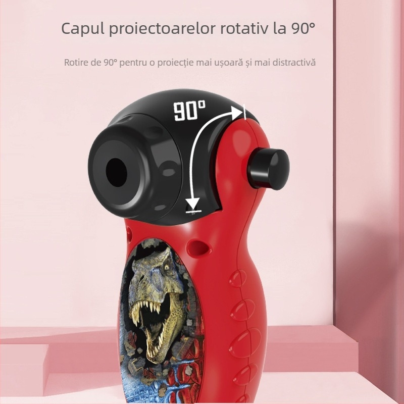 Lampă proiectoare educațională pentru copii cu dinozaur, proiecție luminoasă, simulare de scenă, carcasă din plastic, pentru copii 4–6 ani