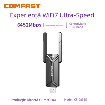 CF-983BE adaptor USB wireless cu Wi‑Fi 7, 6500 Mbps, IEEE 802.11BE, benzi 2.4/5.8/6 GHz
