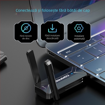 CF-983BE adaptor USB wireless cu Wi‑Fi 7, 6500 Mbps, IEEE 802.11BE, benzi 2.4/5.8/6 GHz