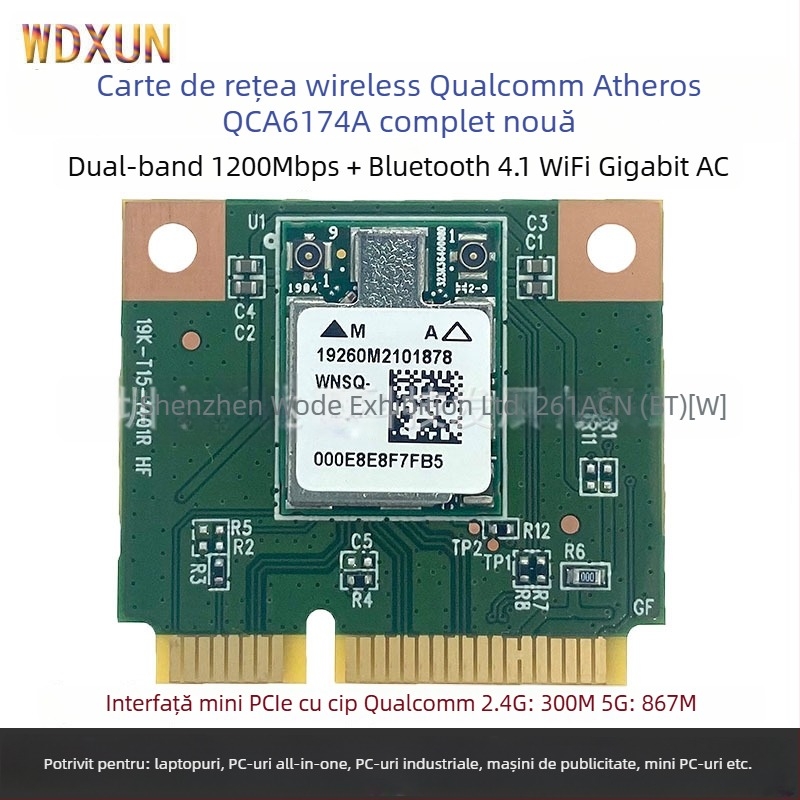 WDXUN QCA674A Carte de rețea wireless Mini PCIe, 1200 Mbps, Dual-Band, 802.11ac