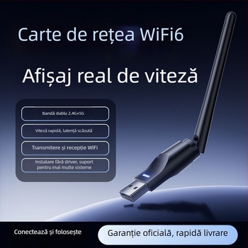 Adaptor USB WiFi 6 fără driver pentru desktop și notebook – 600 Mbps, 5 GHz