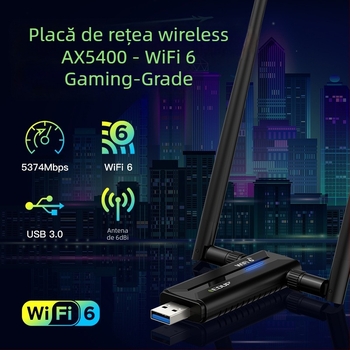 EDUP EP-AX1671 adaptor USB wireless, 6GHz, 5400 Mbps, antene duale 6 dBi