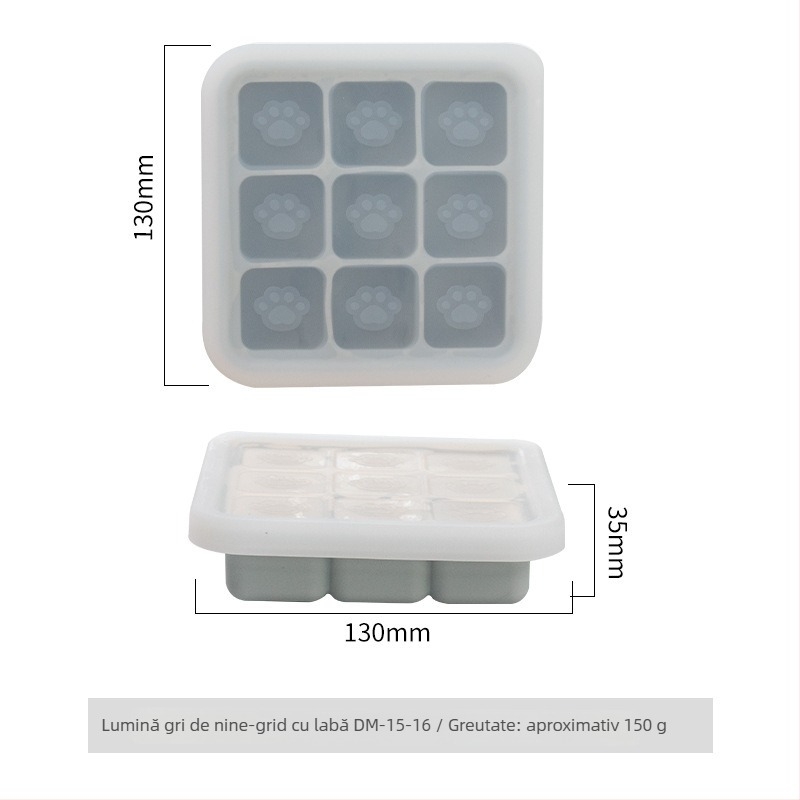 Formă din silicon pentru gătit la abur hrana bebelușului, în formă de labă de pisică, cu 9 cavități, 1 bucată, stil minimalist
