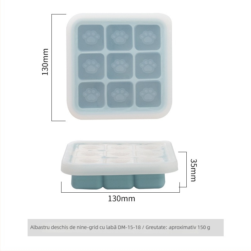 Formă din silicon pentru gătit la abur hrana bebelușului, în formă de labă de pisică, cu 9 cavități, 1 bucată, stil minimalist