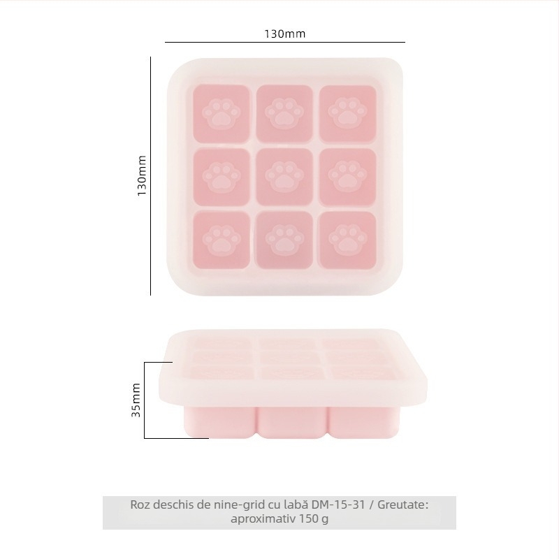 Formă din silicon pentru gătit la abur hrana bebelușului, în formă de labă de pisică, cu 9 cavități, 1 bucată, stil minimalist