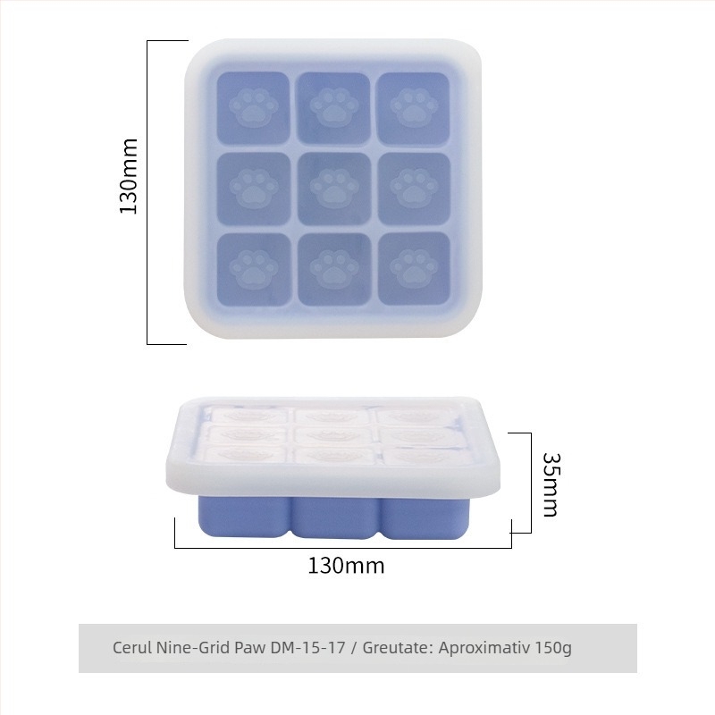 Formă din silicon pentru gătit la abur hrana bebelușului, în formă de labă de pisică, cu 9 cavități, 1 bucată, stil minimalist