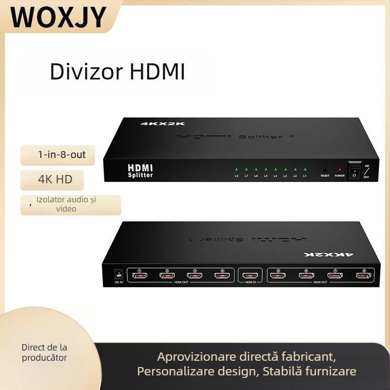 HDMI splitter 1x8 – suport 4K/2K, intrare HDMI, model 1X8 HDMI SPLITTER
