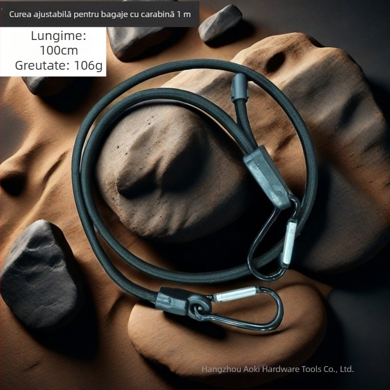 Bandă elastică pentru bagaje cu cataramă metalică, fir de polipropilenă + fir elastic, 8 mm, model Aqk-9991