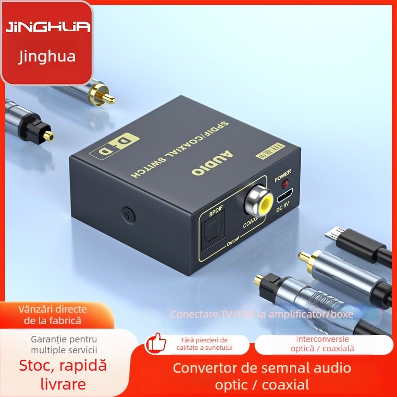 Jinghua Z066 Convertor de fibră optică la audio coaxial cu decodare digitală a sunetului
