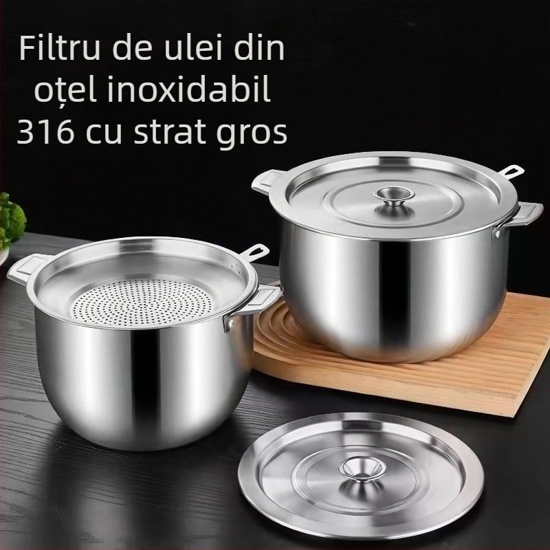 Recipient de ulei din oțel inoxidabil cu capac automat, design modern minimalist