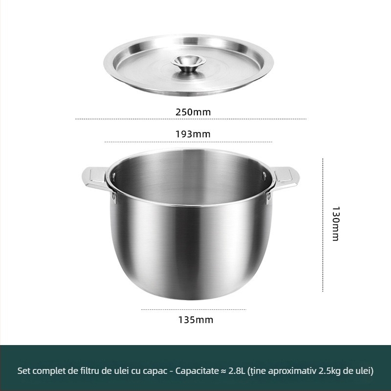 Recipient de ulei din oțel inoxidabil cu capac automat, design modern minimalist