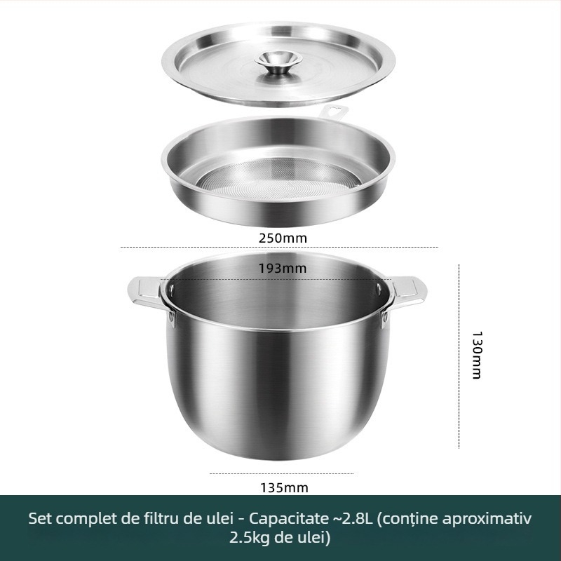 Recipient de ulei din oțel inoxidabil cu capac automat, design modern minimalist