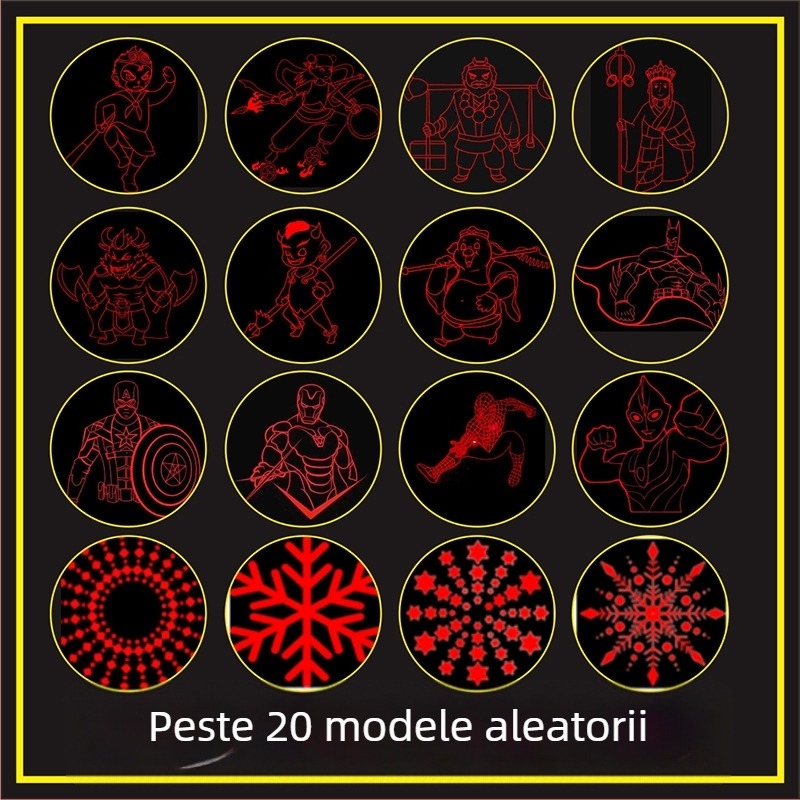 Yirui Proiector laser de jucărie nostalgic pentru copii, stil post-80 — proiecție multiplă, laser infraroșu, distracție pentru pisici