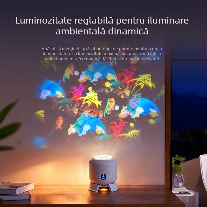 Lampa proiector LED cu fulg de zăpadă, decor festiv rotativ în culori, lumină de scenă Halloween, 16 imagini