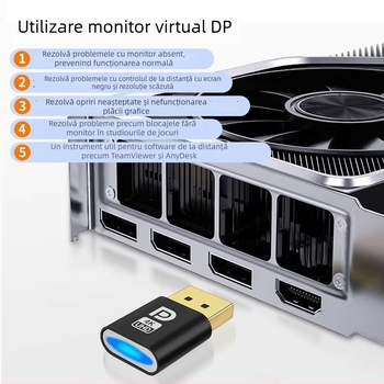 DP monitor virtual – adaptor wireless 4K, compatibil cu Windows 7, trezire de la distanță