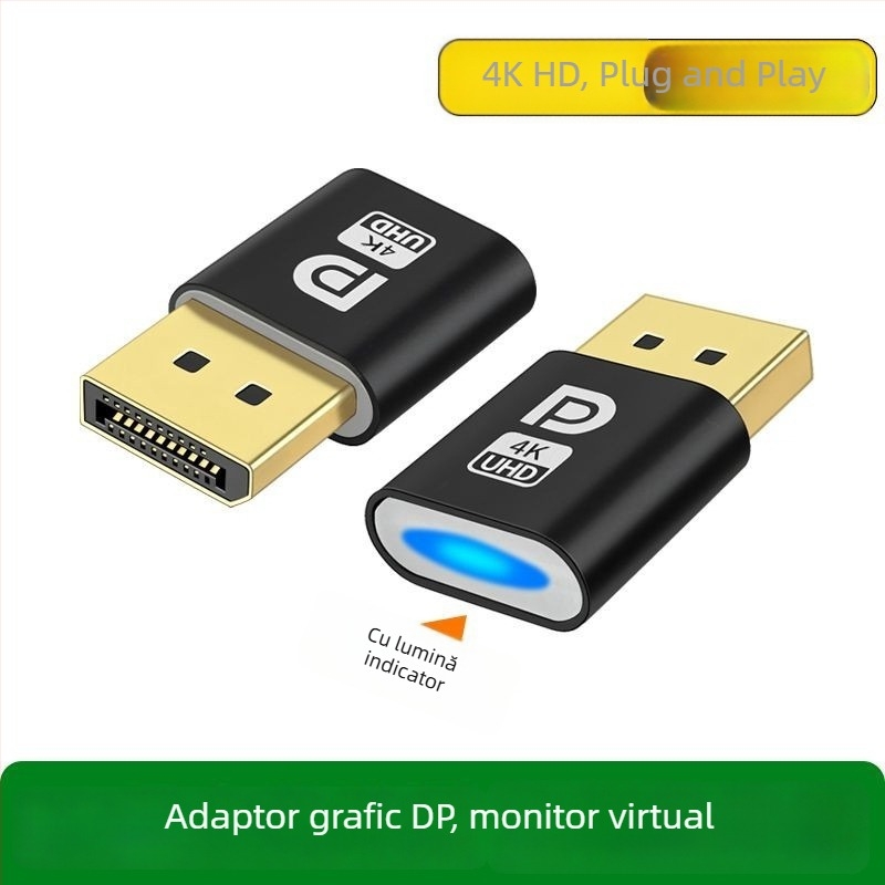 DP monitor virtual – adaptor wireless 4K, compatibil cu Windows 7, trezire de la distanță