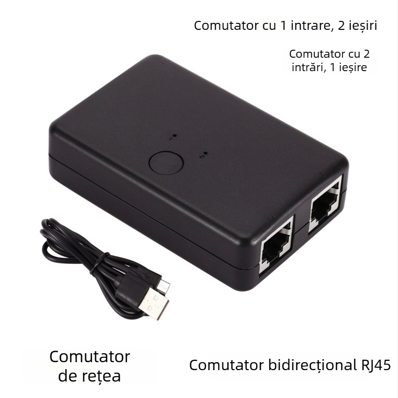 Comutator de rețea 2 în 1, RJ45 bidirecțional, model RJ21, pentru birou, cu gestionare a energiei
