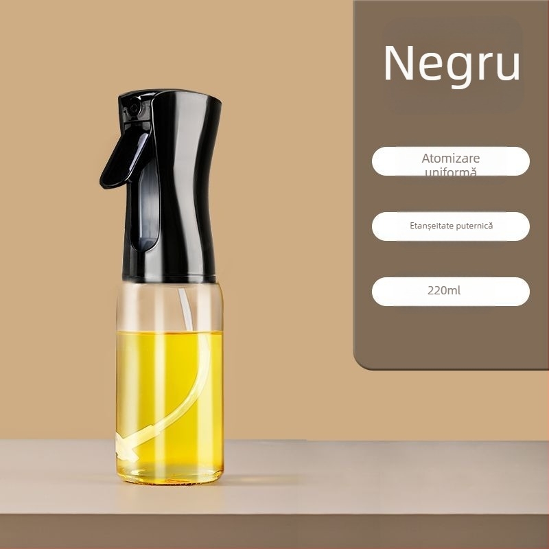 Sticlă spray ulei pentru bucătărie din sticlă — deschidere/închidere automată, design simplu și modern, recipient pentru ulei, lansat în 2025