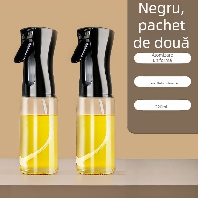 Sticlă spray ulei pentru bucătărie din sticlă — deschidere/închidere automată, design simplu și modern, recipient pentru ulei, lansat în 2025