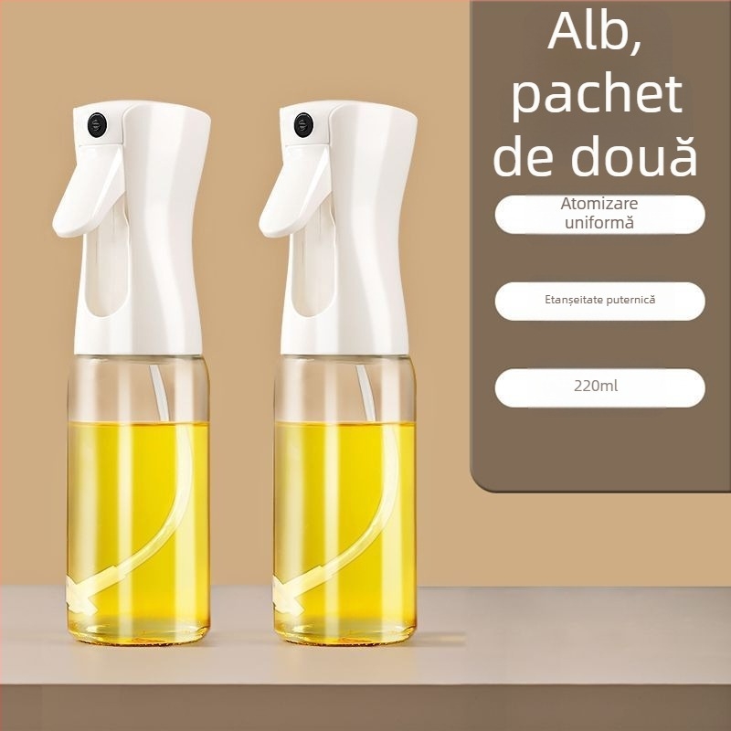 Sticlă spray ulei pentru bucătărie din sticlă — deschidere/închidere automată, design simplu și modern, recipient pentru ulei, lansat în 2025