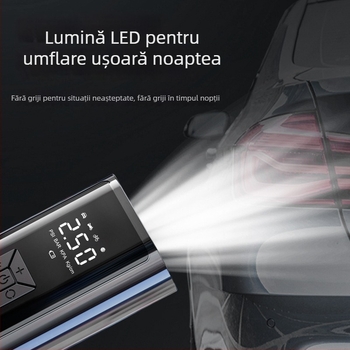 Compresor auto portabil pentru pneuri, cu afișaj digital, 12V, 120W, debit 35 L/min, fără fir