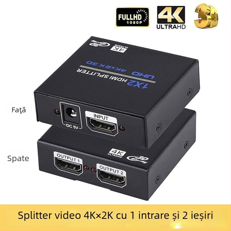 Divizor HDMI 1x2, Suportă 4K, Intrare/Ieşire HDMI, Alimentare 5V 1A (5W), Model OZF4