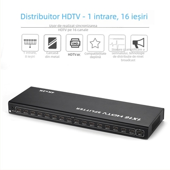 Distribuitor HDMI 1 intrare 16 ieșiri, HDMI intrare/ieșire, alimentare inclusă