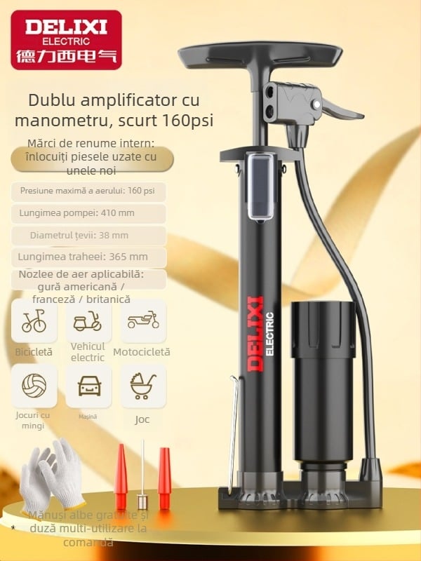 Pompa manuală pentru bicicletă, umflător mini portabil