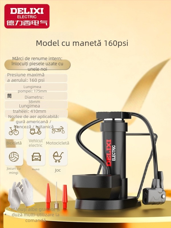 Pompa manuală pentru bicicletă, umflător mini portabil