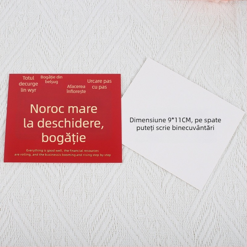 Carte de felicitare pentru mutarea într-un nou cămin și deschiderea afacerii – hârtie, imprimare, stil simplu și modern, mesaj de binecuvântare scris de mână, plic cadou