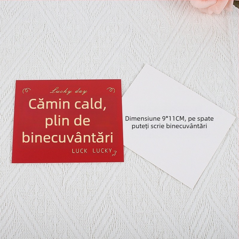 Carte de felicitare pentru mutarea într-un nou cămin și deschiderea afacerii – hârtie, imprimare, stil simplu și modern, mesaj de binecuvântare scris de mână, plic cadou