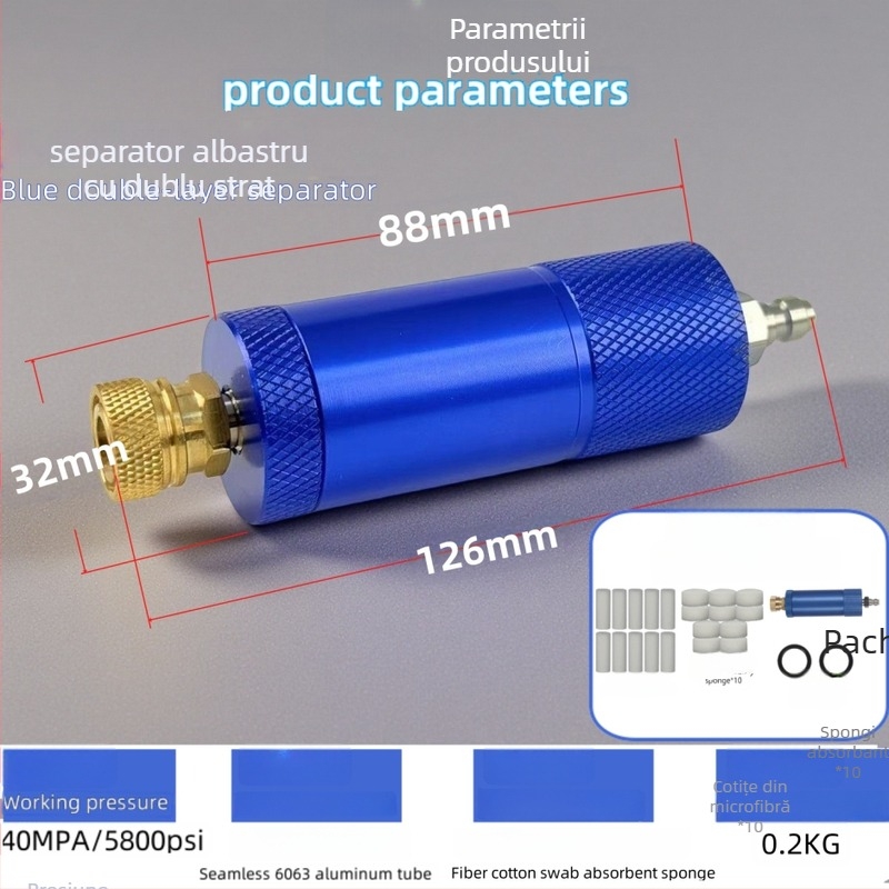 Filtru separator ulei-apă cu separare dublă pentru pompă de înaltă presiune pentru umflat, corp din aluminiu, ARKEN