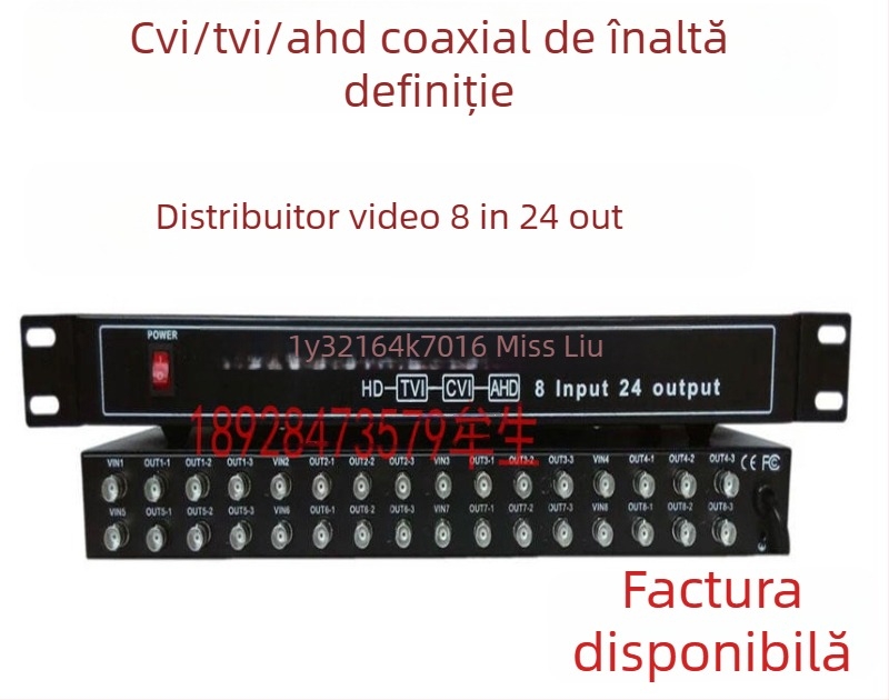 Distribuitor HD coaxial TVI/CVI/AHD, configurații 1x3 și 8x24, brand Haodewo, modelul 1