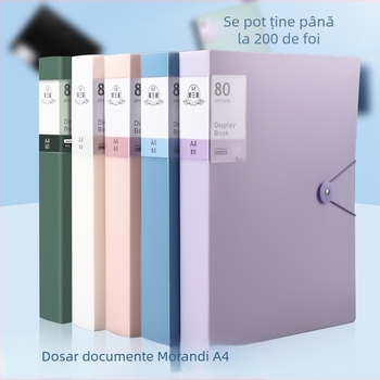 Mapă de fișiere din plastic transparent cu clapă, 60 de pagini, logo tipărit, personalizabil